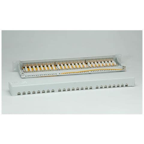 Kat. 6a 19"-Patchpanel, 24 P, geschirmt, grau, Grigio - Foto 1